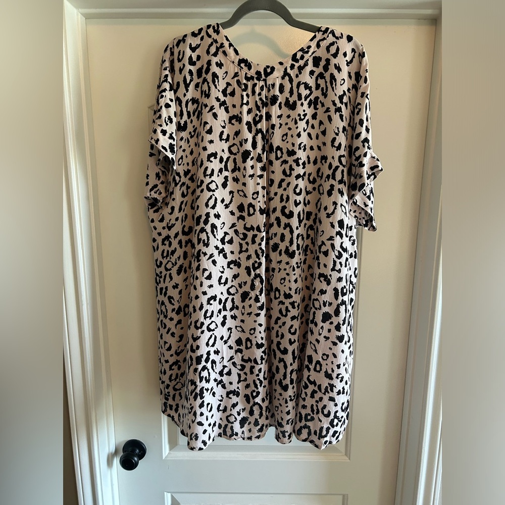 ANDREE BY UNIT Leopard Print Midi Dress - Black and Cream